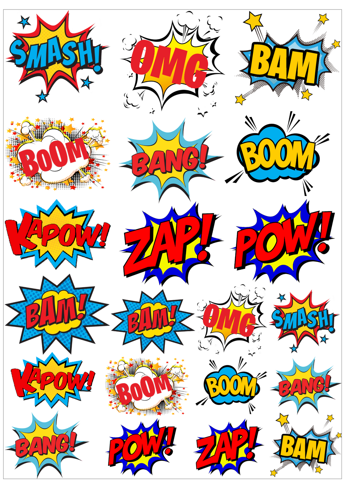 Comic words style edible design