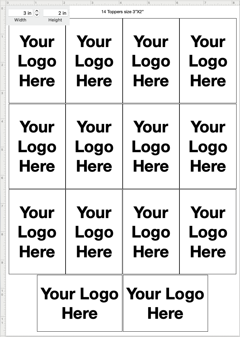 Sheet of edible branded label toppers